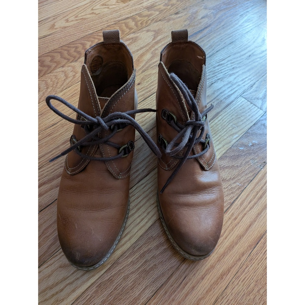Pikolinos Womens Tan Brown Leather Lace Up Ankle Boots‎ Chukka Booties